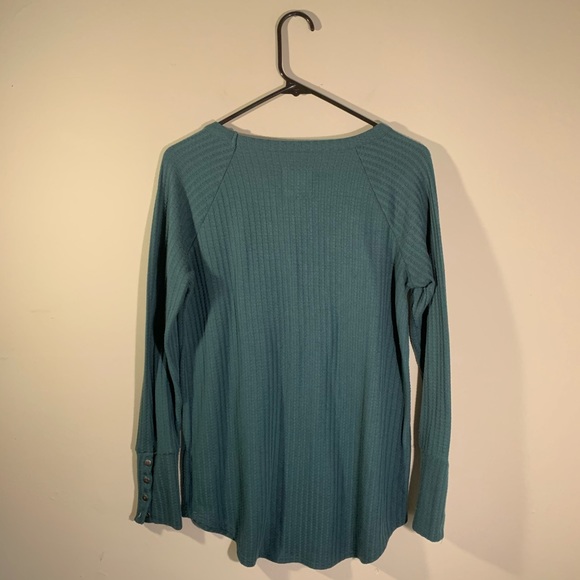 CHASER Crewneck Button Sleeve Waffle Knit Thermal - Picture 2 of 7